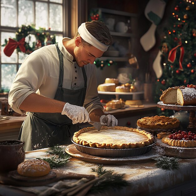 Photo quotbaker preparing a holiday feast in the kitchenquot