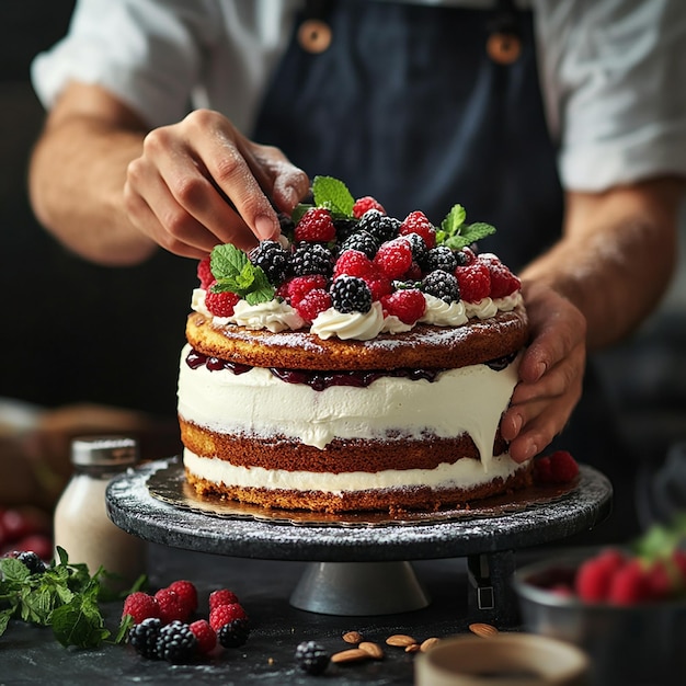 quotBaker Preparing a Vegan Cake in Modern Kitchenquot