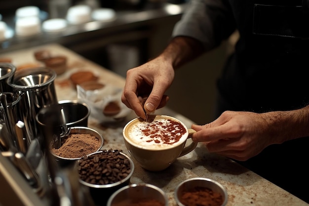 Photo quotbarista creating an artisanal mochaquot