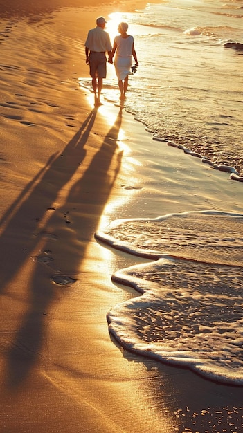 Photo quotbeachside bliss old couple walking handinhandquot