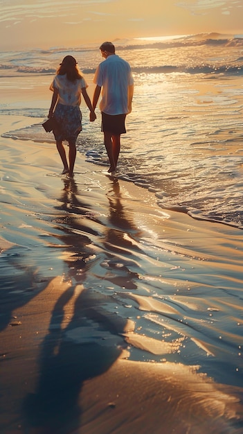 Photo quotbeachside bliss old couple walking handinhandquot