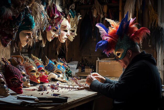 Photo quotbehindthescenes look at a mardi gras maskmaking workshopquot