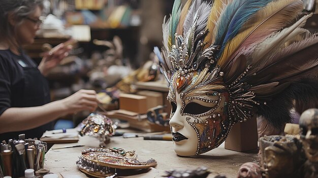 Photo quotbehindthescenes look at a mardi gras maskmaking workshopquot