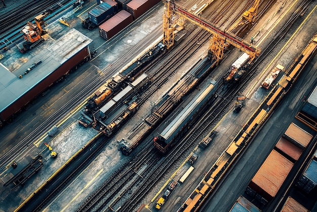 Photo quotbirdseye view of a vast rail yard with multiple tracksquot