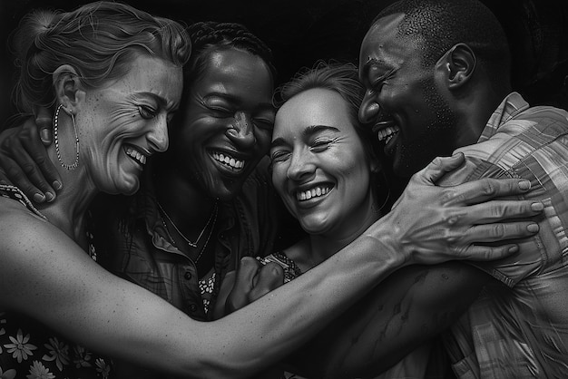 Photo quotblack and white friends sharing laughter diverse groupquot