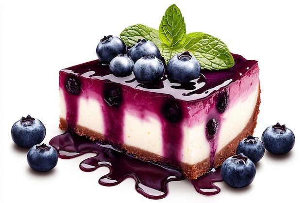 Photo quotblueberry cheesecake with mint garnishquot