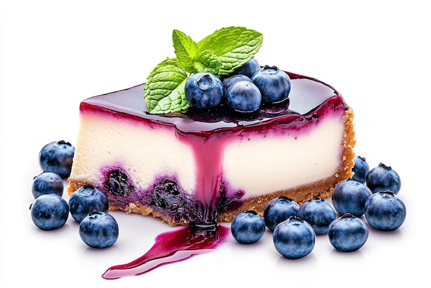 Photo quotblueberry cheesecake with mint garnishquot