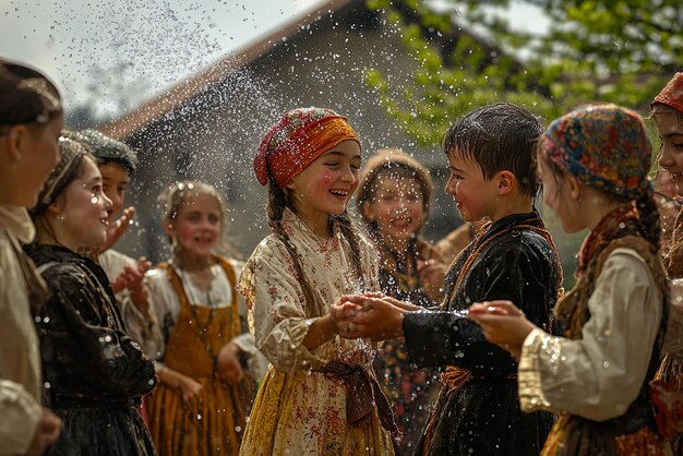 Photo quotboys sprinkling water at hungarian easter hsvt celebrationquot