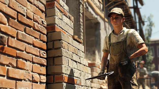 Photo quotbricklayers first day young apprentice on the jobquot