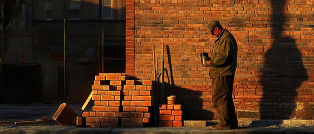 Photo quotbricklayers morning routine intimate work preparation scenequot