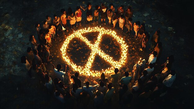 Photo quotcandlelight vigil diverse group holding candles in a peaceful gatheringquot