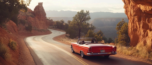 quotCanyon Views Along Route 66 with a Vintage Convertiblequot