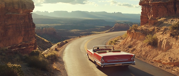 Photo quotcanyon views along route 66 with a vintage convertiblequot