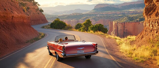 quotCanyon Views Along Route 66 with a Vintage Convertiblequot