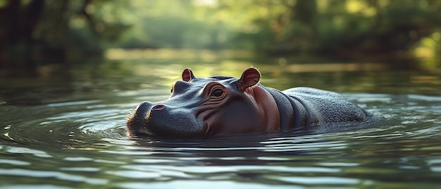 Photo quotcaptivating image of a rare pygmy hippo wading through waterquot