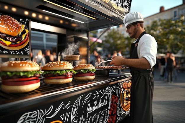 Photo quotchef at a food truck festivalquot