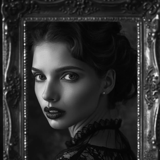 Photo quotclassic blackandwhite portrait in vintage framequot