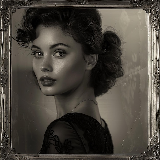 Photo quotclassic blackandwhite portrait in vintage framequot