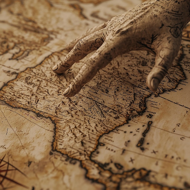 Photo quotcloseup of ancient map showing transatlantic trade routesquot