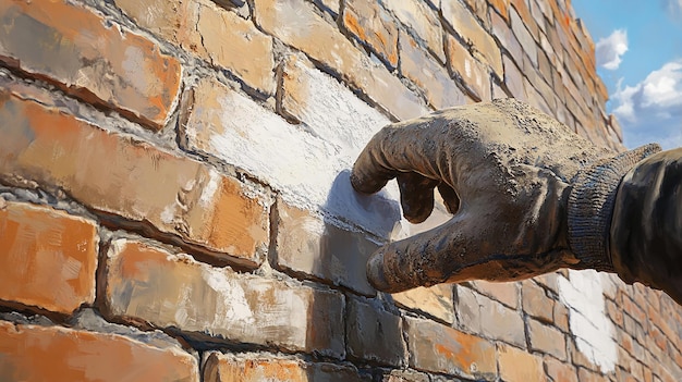 quotCloseUp of a Bricklayer Adding the Final Touchesquot