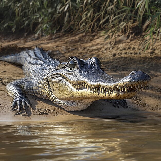 Photo quotcloseup of a critically endangered gharial basking in the sunquot