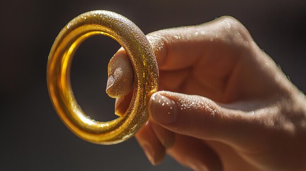 Photo quotcloseup of a gymnasts hand gripping gold ringsquot