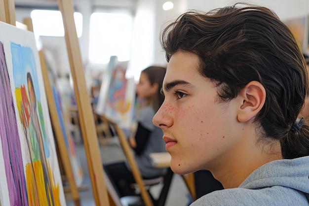 quotCloseUp of a Students Focused Face While Carefully Workingquot