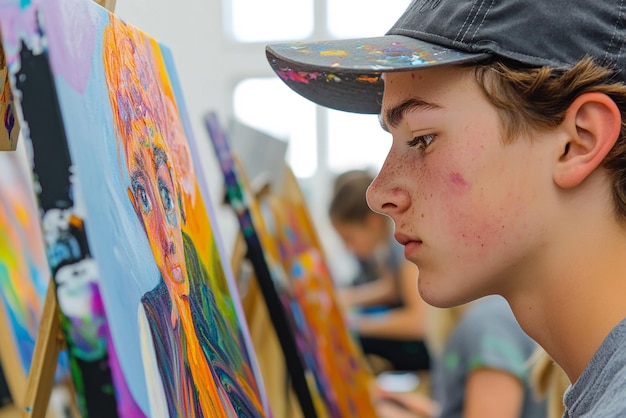 quotCloseUp of a Students Focused Face While Carefully Workingquot