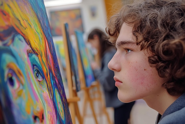 quotCloseUp of a Students Focused Face While Carefully Workingquot