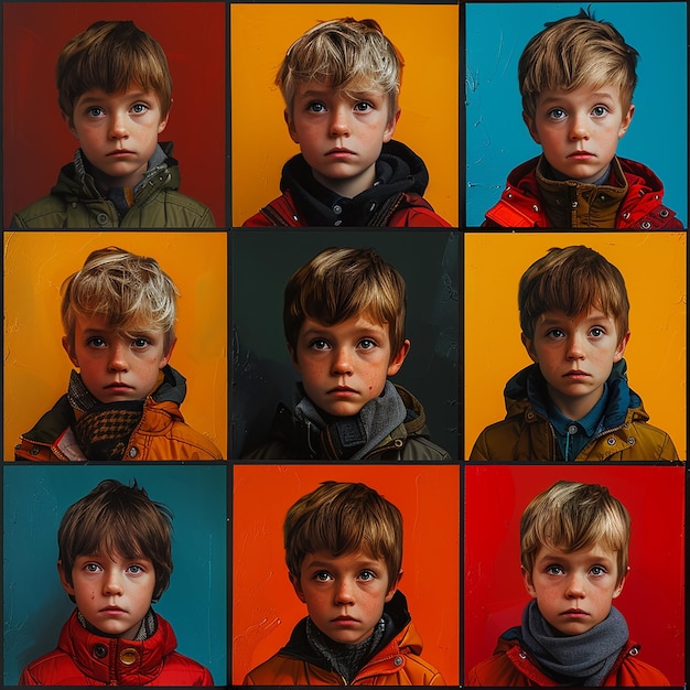 Photo quotcolorful grid of child portraits with 25 photosquot