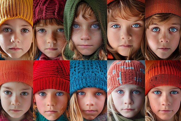 Photo quotcolorful grid of child portraits with 25 photosquot