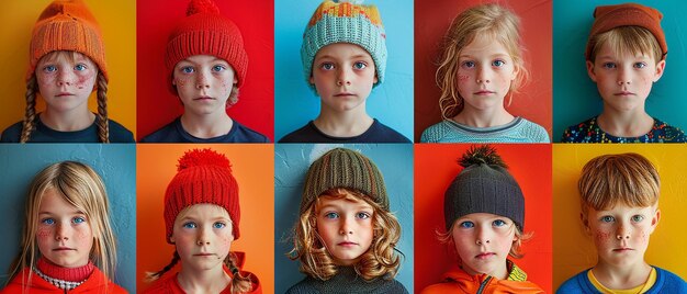 Photo quotcolorful grid of child portraits with 25 photosquot