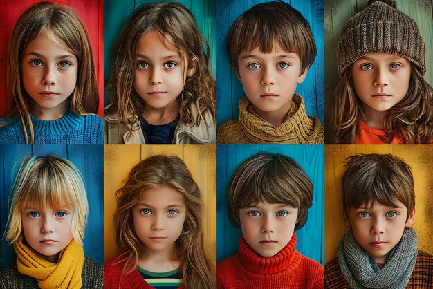 Photo quotcolorful grid of child portraits with 25 photosquot