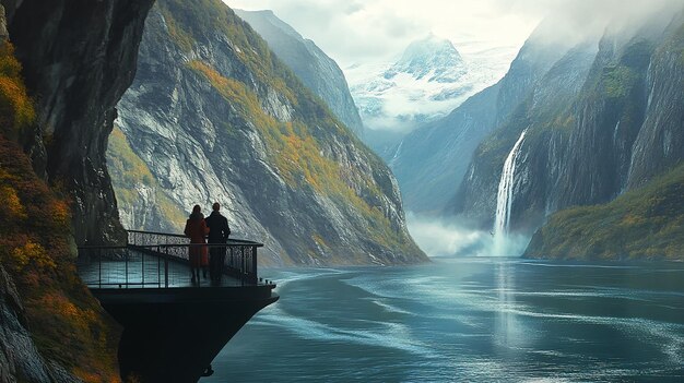 Photo quotcruise ship gliding through majestic norwegian fjordsquot