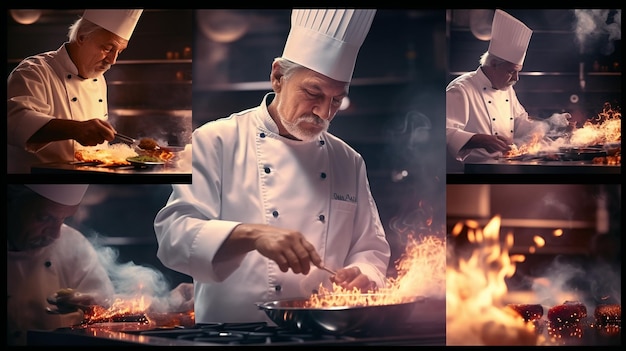 quotCulinary Wisdom Collage of an Experienced Older Chefquot Ai