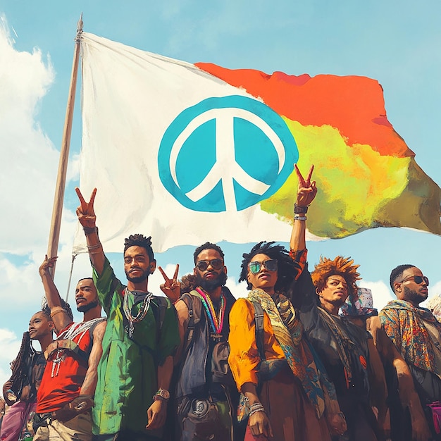 quotDiverse Group Holding Unity Flag in a Professional Settingquot