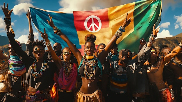 quotDiverse Group Holding Unity Flag in a Professional Settingquot