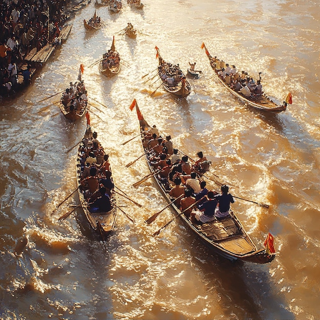 Photo quotdramatic boat race at cambodian water festival bon om toukquot