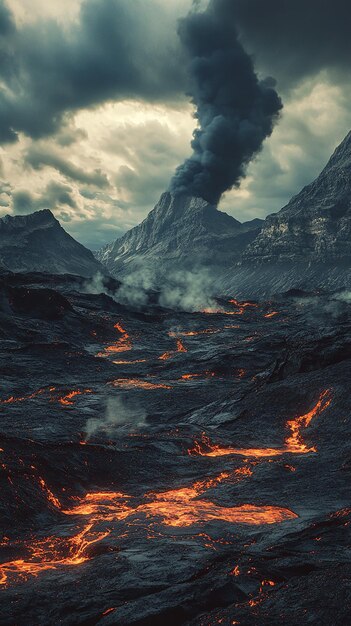 Photo quotdramatic icelandic volcanic landscape with rugged terrainquot