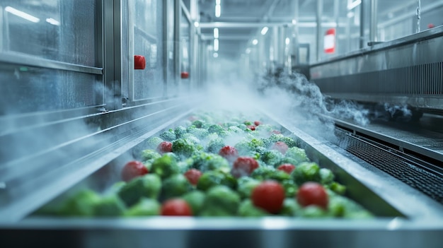 Photo quotdynamic scene in a frozen food packaging facilityquot