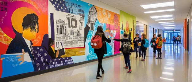 Photo quoteducational mural with vibrant colors on a school wallquot