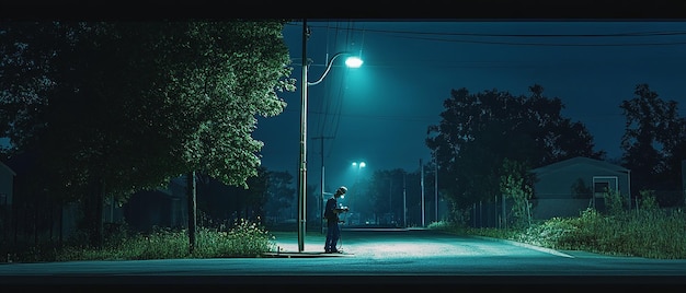 quotElectrician Repairing Streetlights at Nightquot