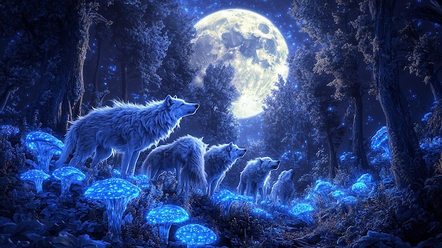 quotEnchanted Wolf Pack Under a Full Moonquot