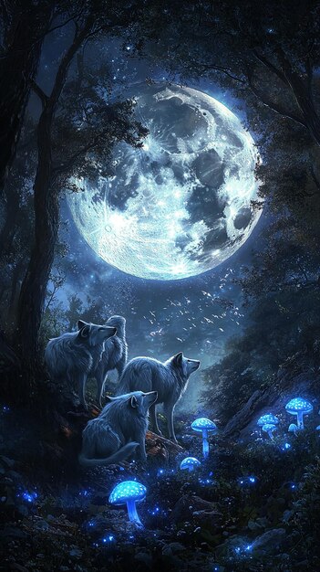 quotEnchanted Wolf Pack Under a Full Moonquot