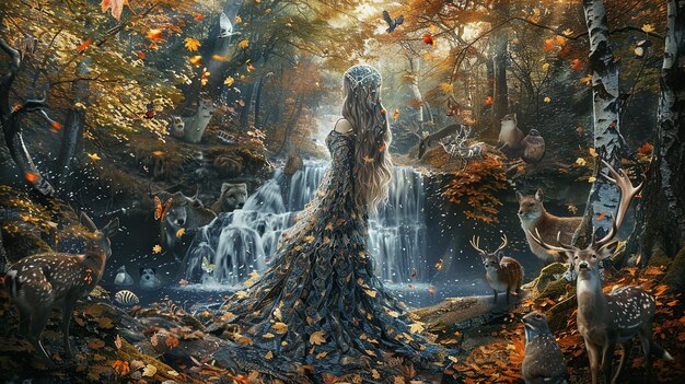 quotEnchanting Goddess with Flowing Hair in Supernatural Fantasy Scenequot