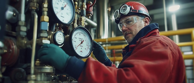 Photo quotfactory worker in boiler room wearing safety gearquot