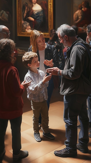 quotFamilies Reviewing Their Childrens Art in the Galleryquot