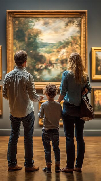 quotFamilies Reviewing Their Childrens Art in the Galleryquot