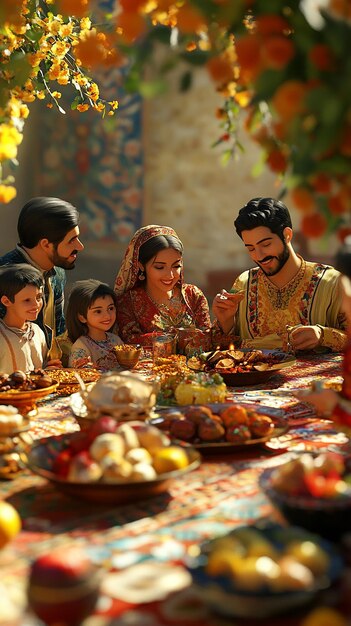 quotFamily Gathering Around HaftSeen Table at Persian Nowruz Festivalquot