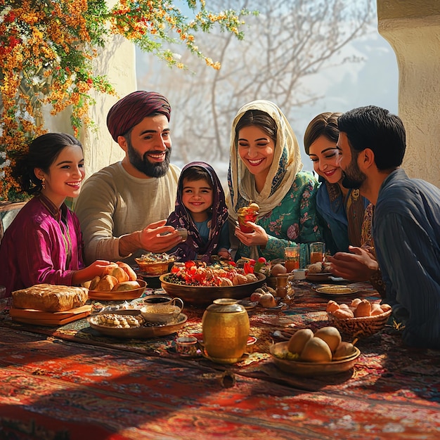 quotFamily Gathering Around HaftSeen Table at Persian Nowruz Festivalquot